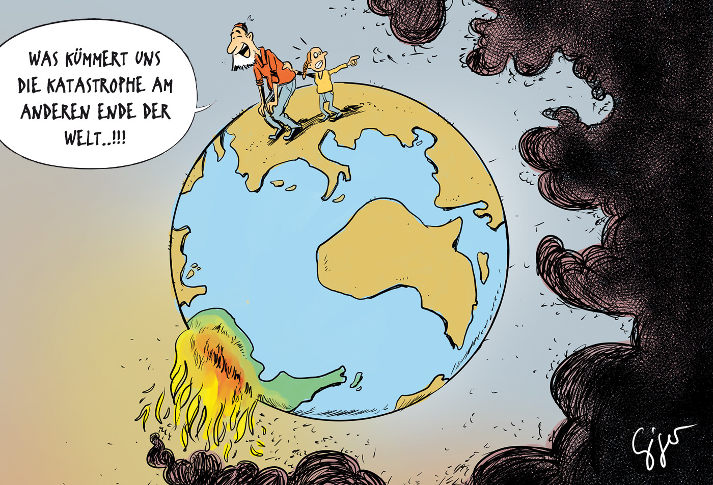 Cartoon der Woche / Amazonas brennt Giger Graphics | Grafik Werbung  Cartoons Werbekampagnen Webdesign | Leuk | Wallis