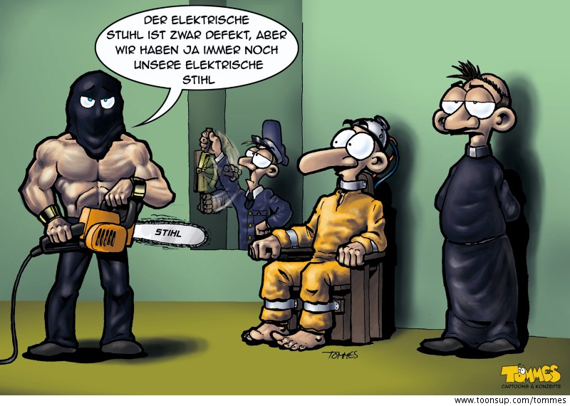 Cartoon: Am elektrischen Stuhl - Toonsup